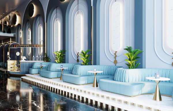 Cafe modern dan mewah dengan tampilan aquascape